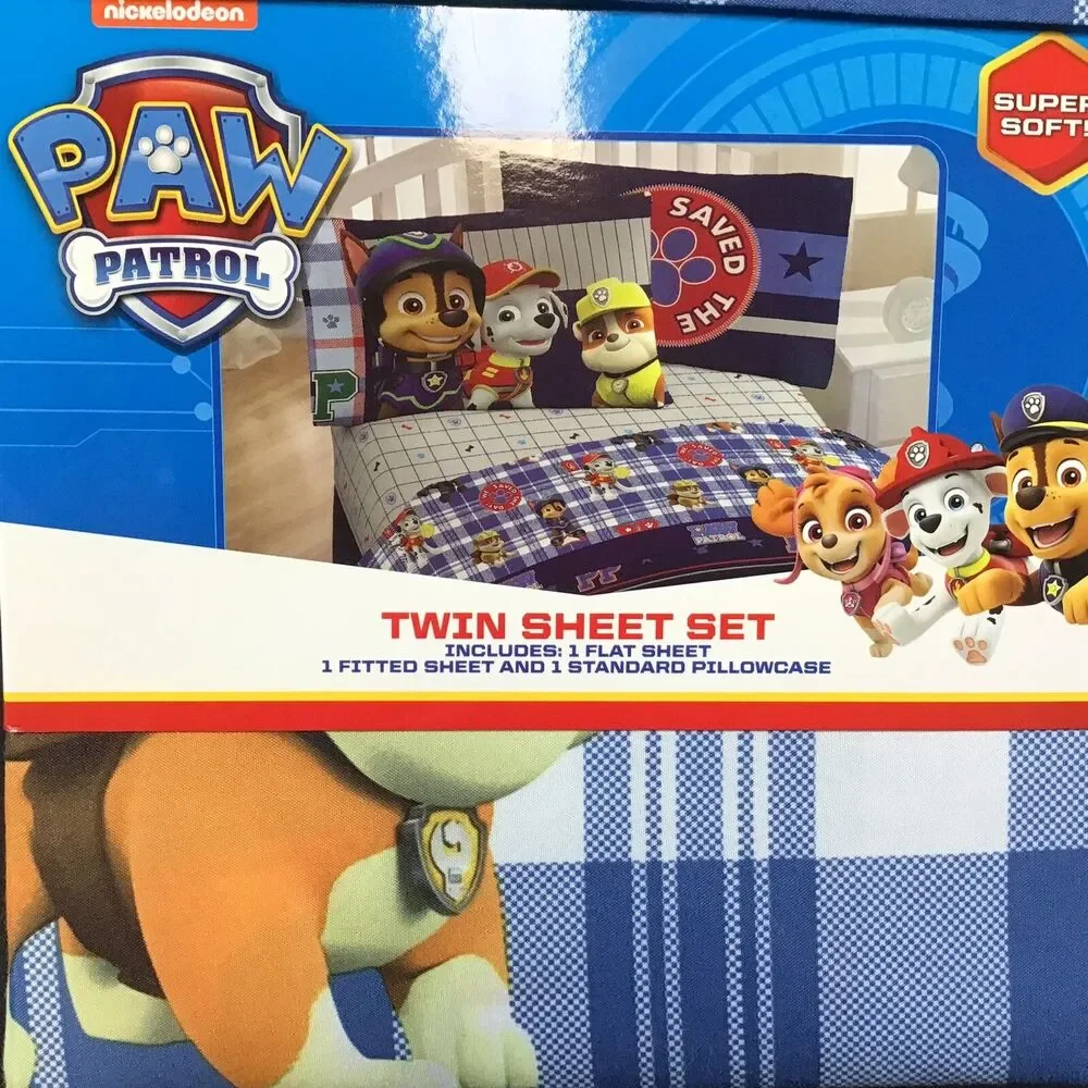 Paw Patrol Nickelodeon Twin Sheet Set Bedding Rubbie Marshall Chase NEW